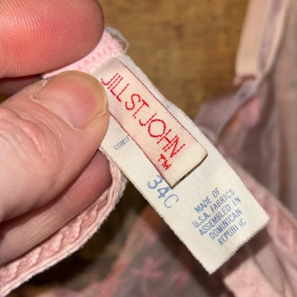 Vintage Jill St. John Pink Lace Satin Bra